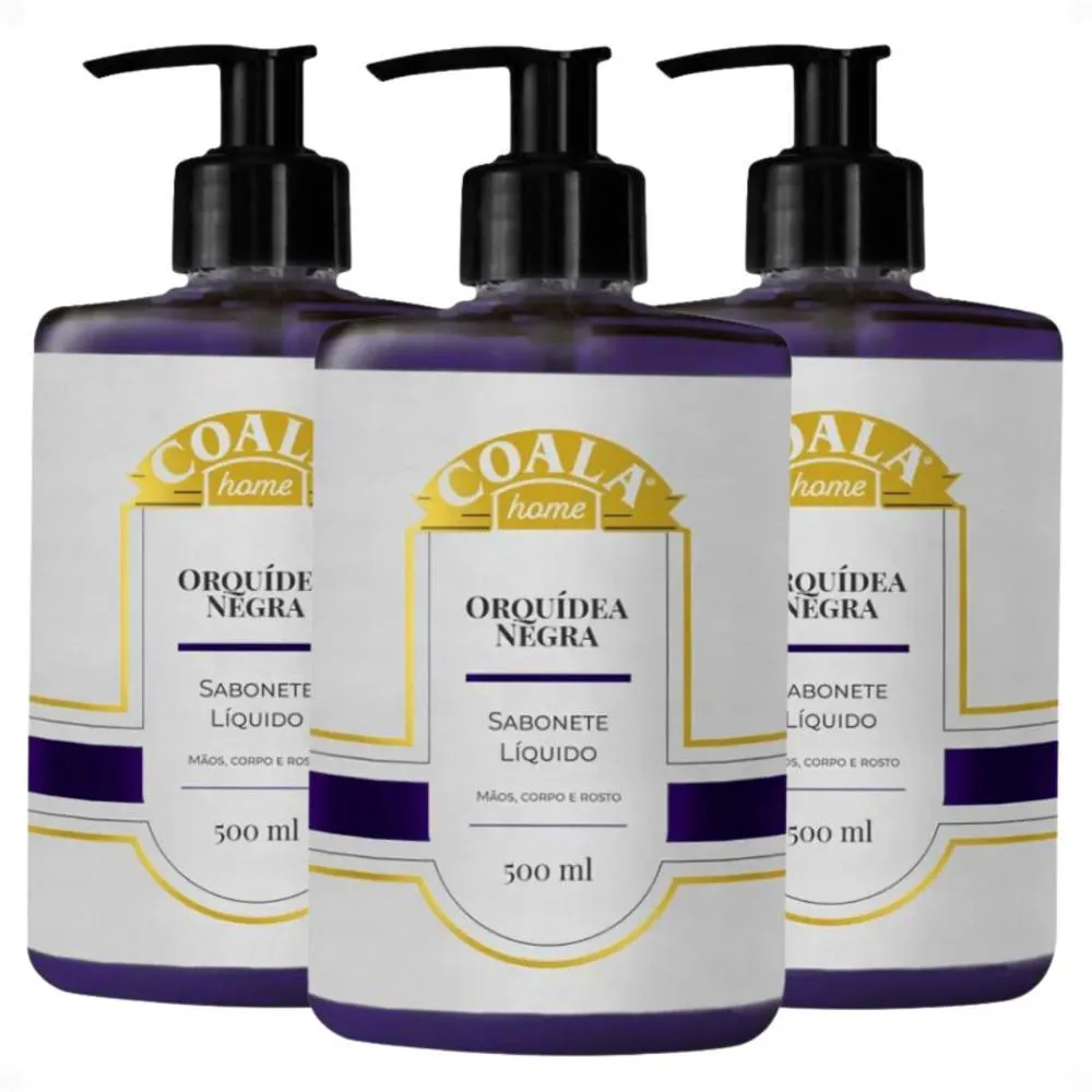 Kit Coala Home: 3 Sabonetes Líquidos Orquídea Negra 500ml