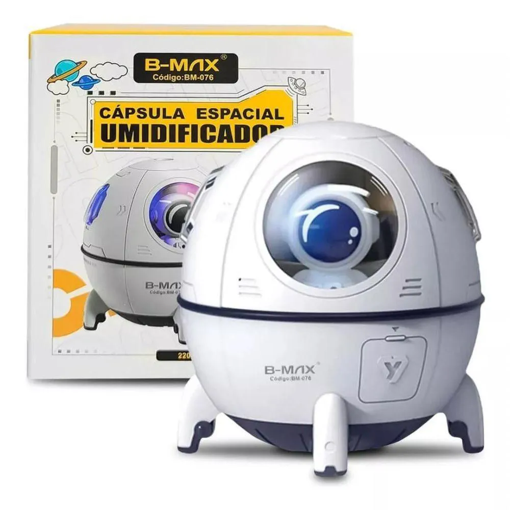 Umidificador Difusor de Ar Astronauta Nave Espacial com Led Usb