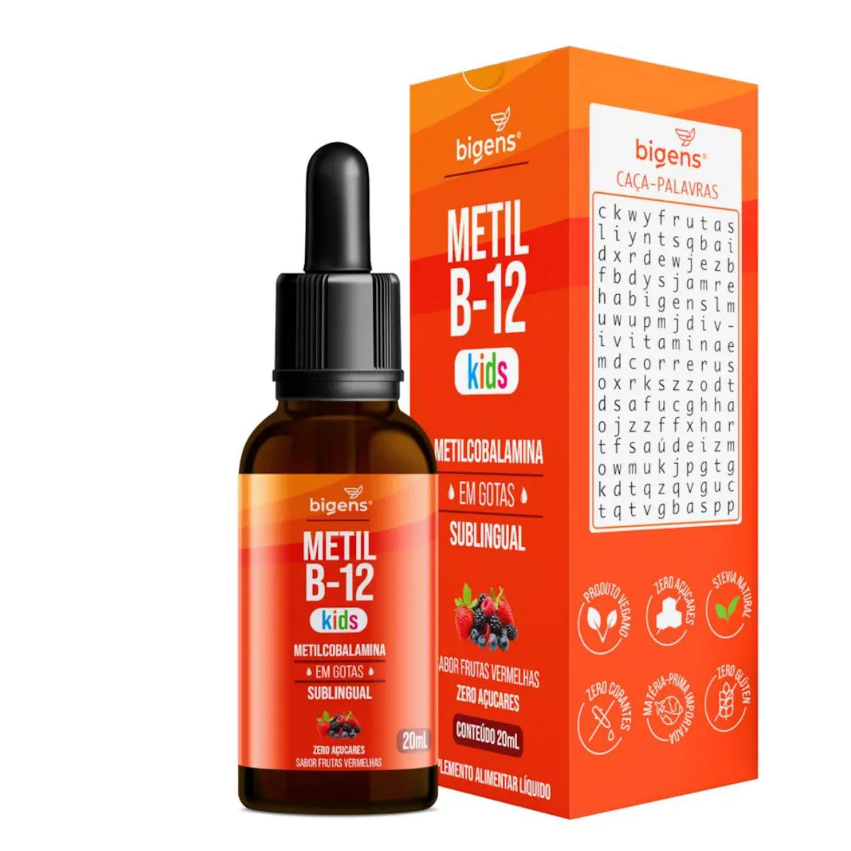 Vitamina B12 Metilcobalamina Kids Bigens Frutas Vermelhas 20Ml