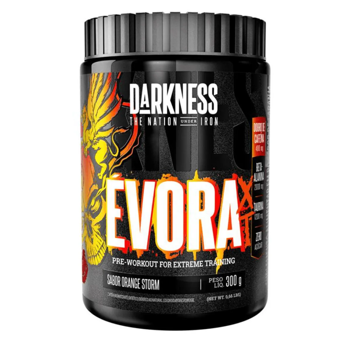 Évora Xt Darkness - Pré-Treino com Dobro de Cafeína 300g Orange Storm
