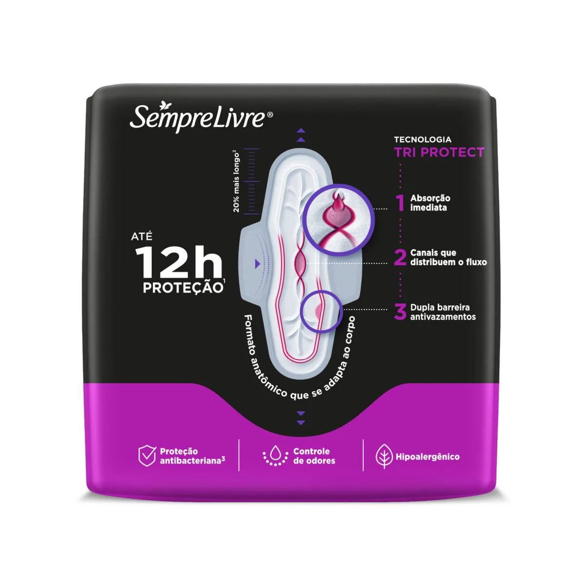 Absorvente Sempre Livre Conforto Noturno Cobertura Suave Com Abas com 8 unidades
