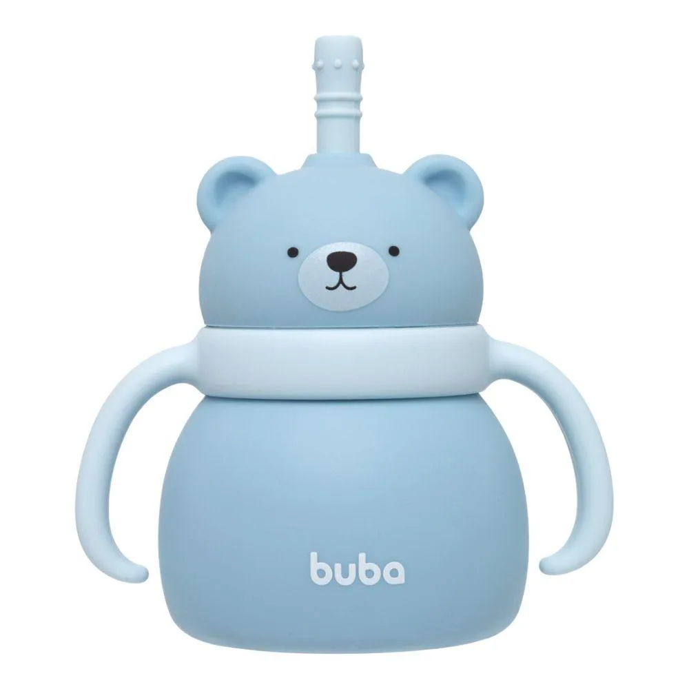 Copo de Treinamento Silicone Ursinho 200Ml Azul Buba