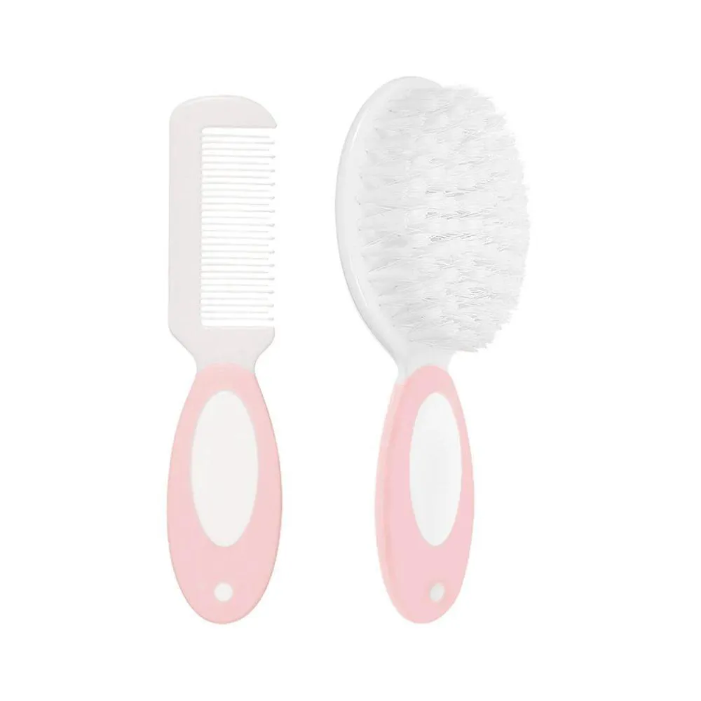 Escova e Pente Cerdas Macias para Bebe Rosa Buba 12643