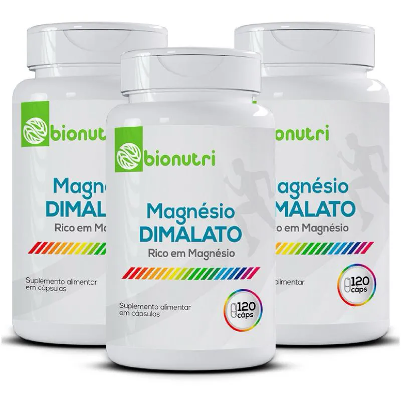 Kit 3x Magnésio Dimalato de Alta Concentração 120 cápsulas - Bionutri