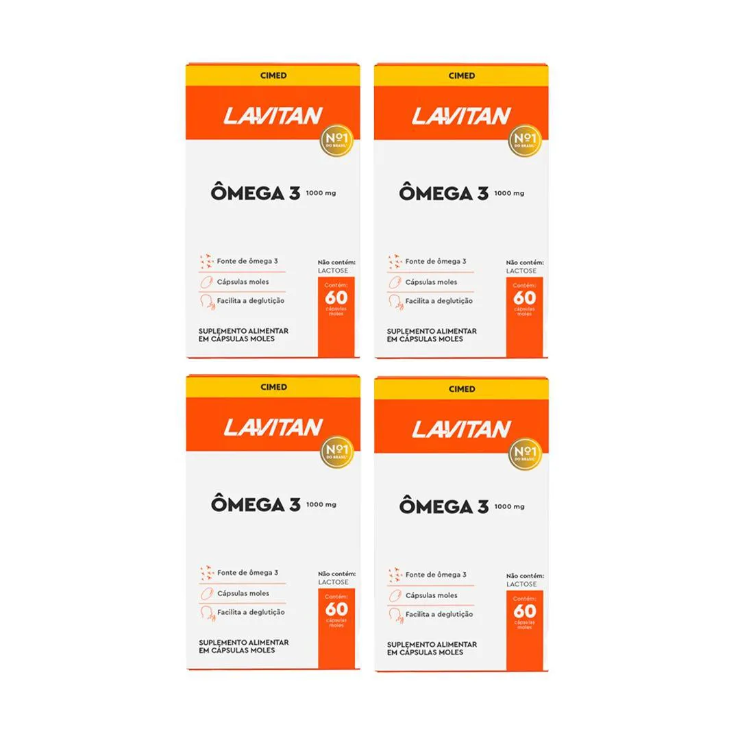 Kit 4 Lavitan Ômega 3 1000Mg - 60 Caps - Cimed.