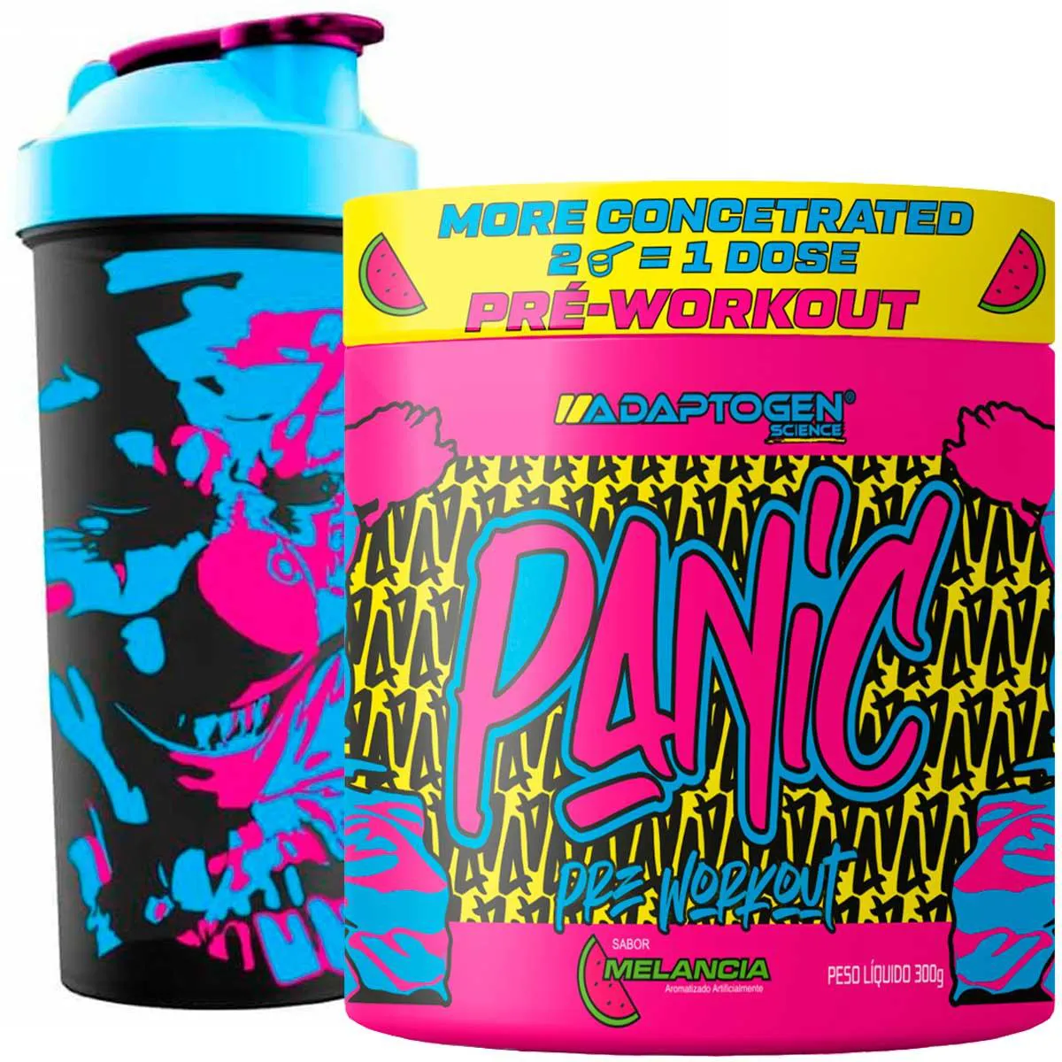 Pré Treino Panic 300G Adaptogen Coqueteleira Panic Melancia