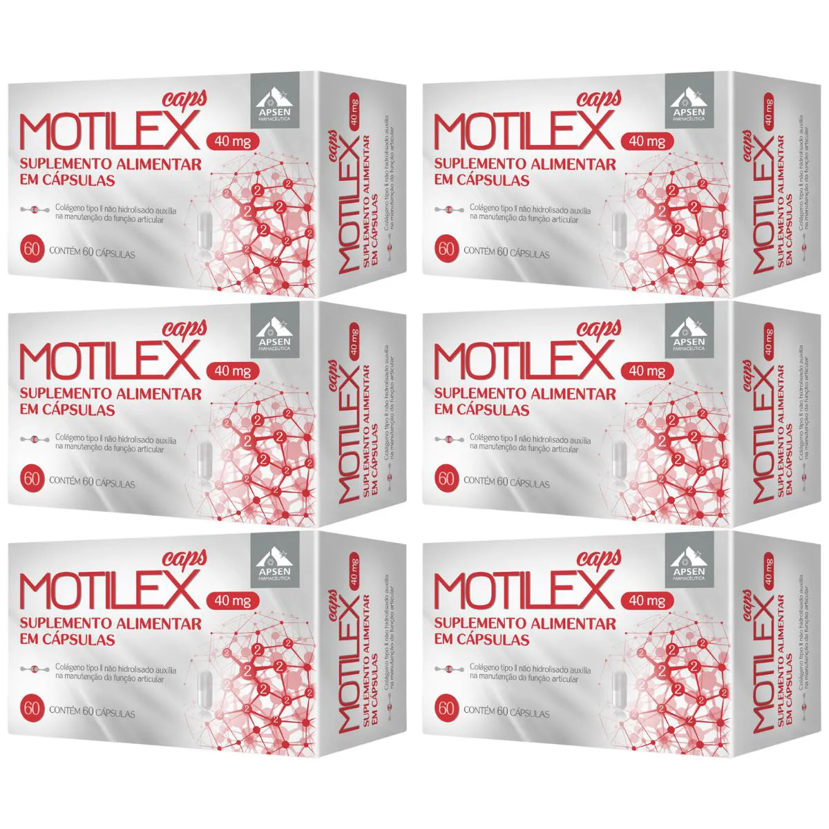 Kit 6 Cx Motilex Caps C/60 - Colágeno Tipo 2