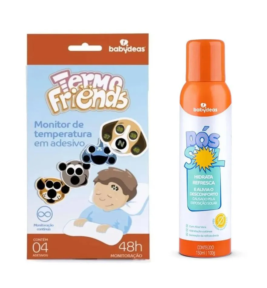 Kit Adesivo Monitor de Temperatura + Spray Pós Sol Hidratação 150Ml Babydeas