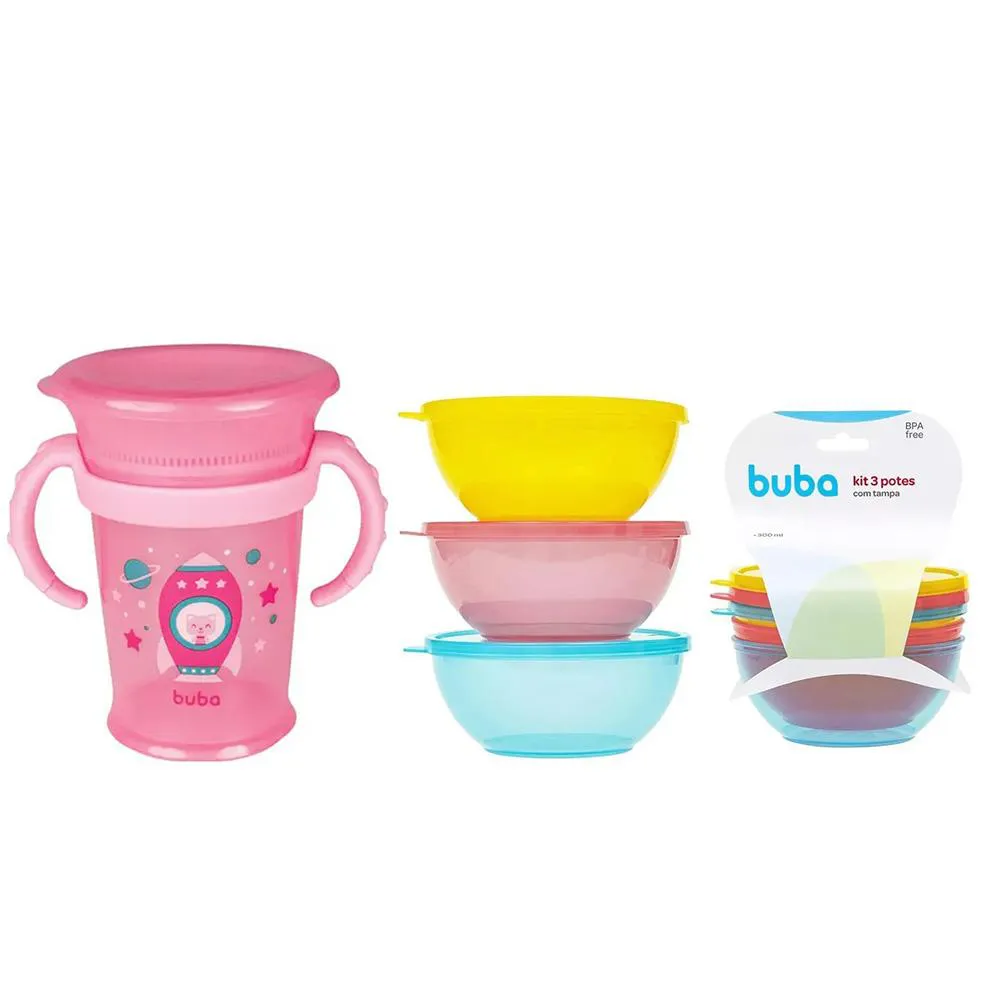 Kit Copo 360° 210Ml + Pote Bolws C/3Und Buba