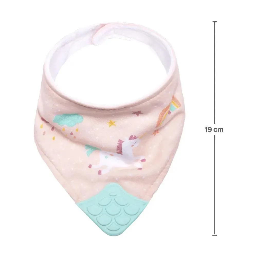 Kit Joelheira Infantil Antiderrapante +6M + Babador Bandana C/Mordedor Magic Unicórnio Buba
