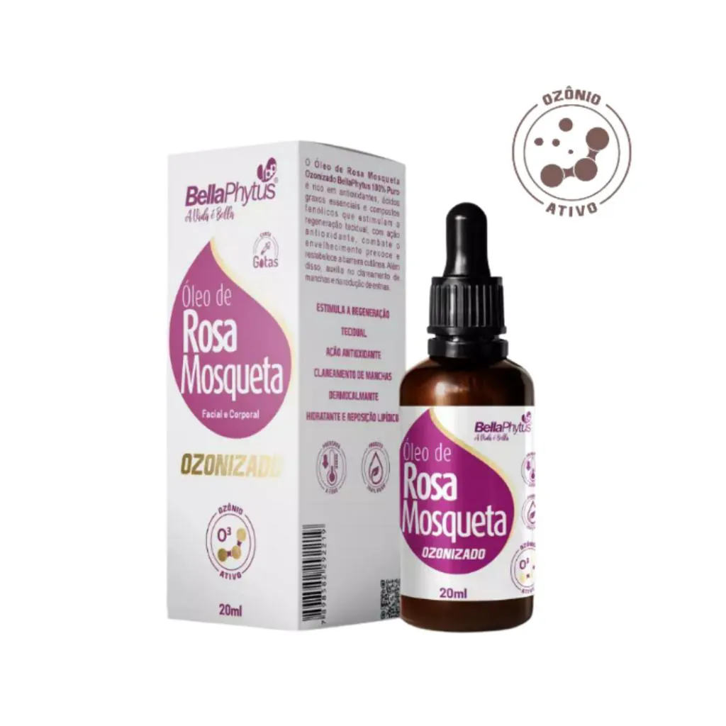 Oleo de Rosa Mosqueta Ozonizado 100% Puro 20Ml Clareador Manchas e Cicatrizes