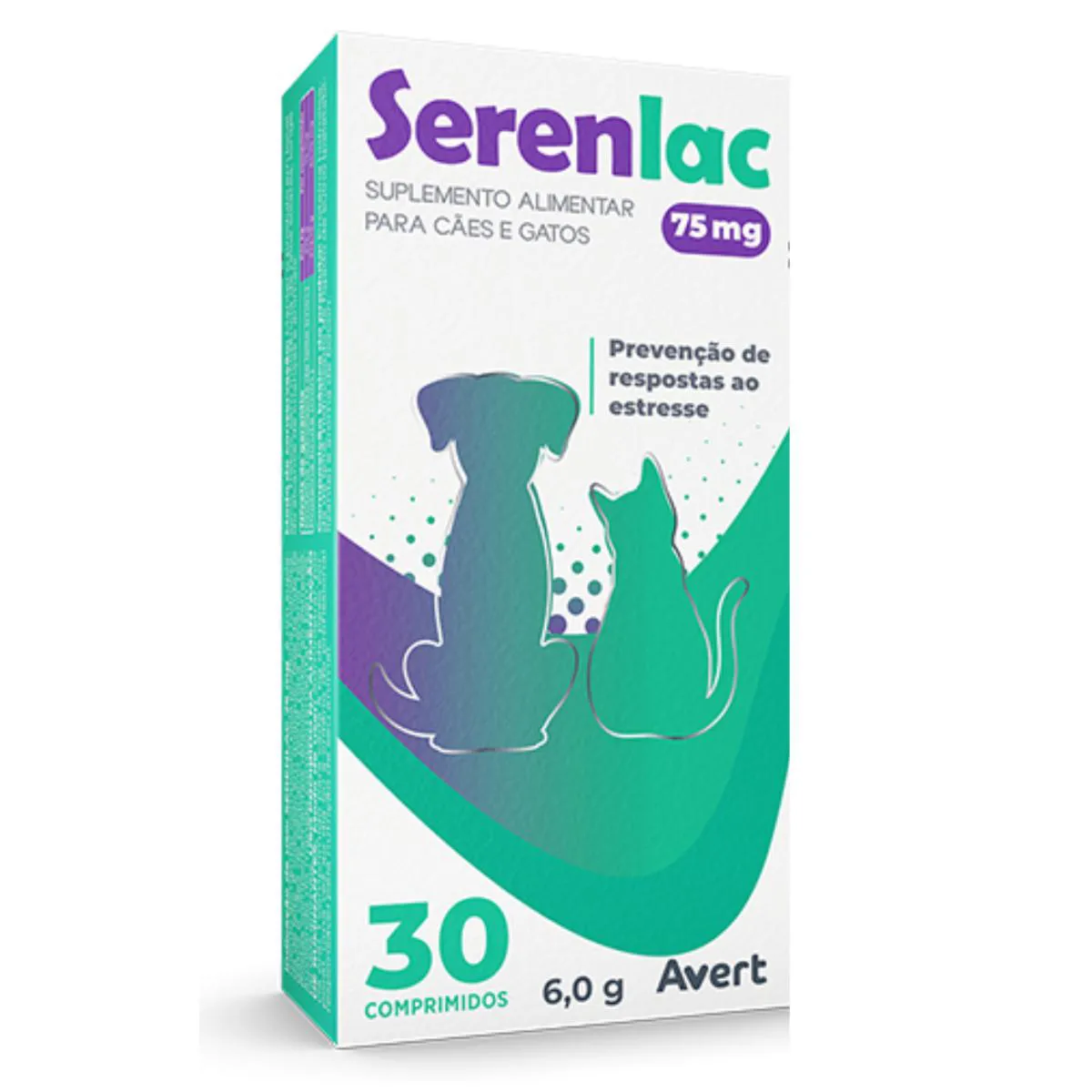 Suplemento Alimentar Serenlac 75Mg para Cães e Gatos 30 Comprimidos