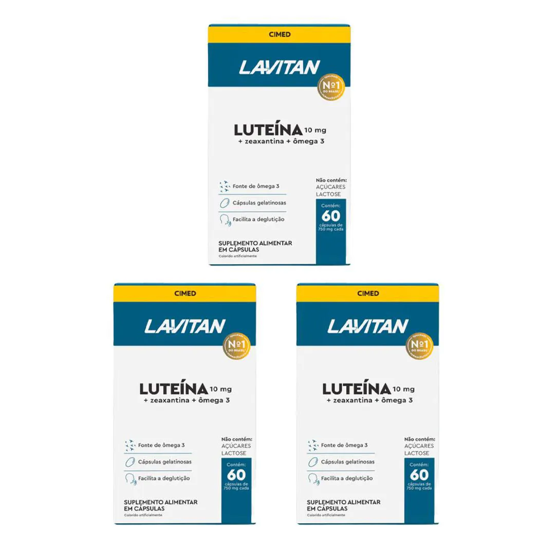 Kit 3 Lavitan Luteína 10Mg Zeaxantina + Ômega 3 - 60 Caps - Cimed
