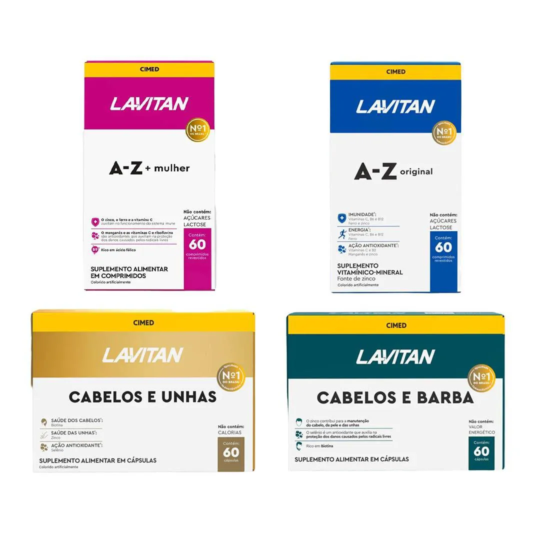 Kit Casal Lavitan Total A-Z Hair e Barba - 240 Caps - Cimed