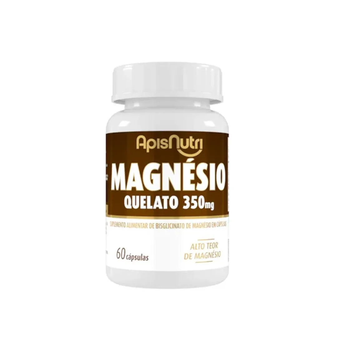 Magnésio Quelato Suplemento 350Mg - 60 Caps - Apisnutri