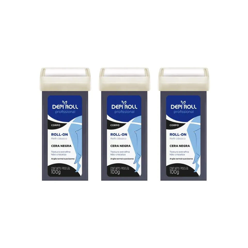 Depilatorio Depiroll Roll-On 100G Negra - Kit C/ 3Un