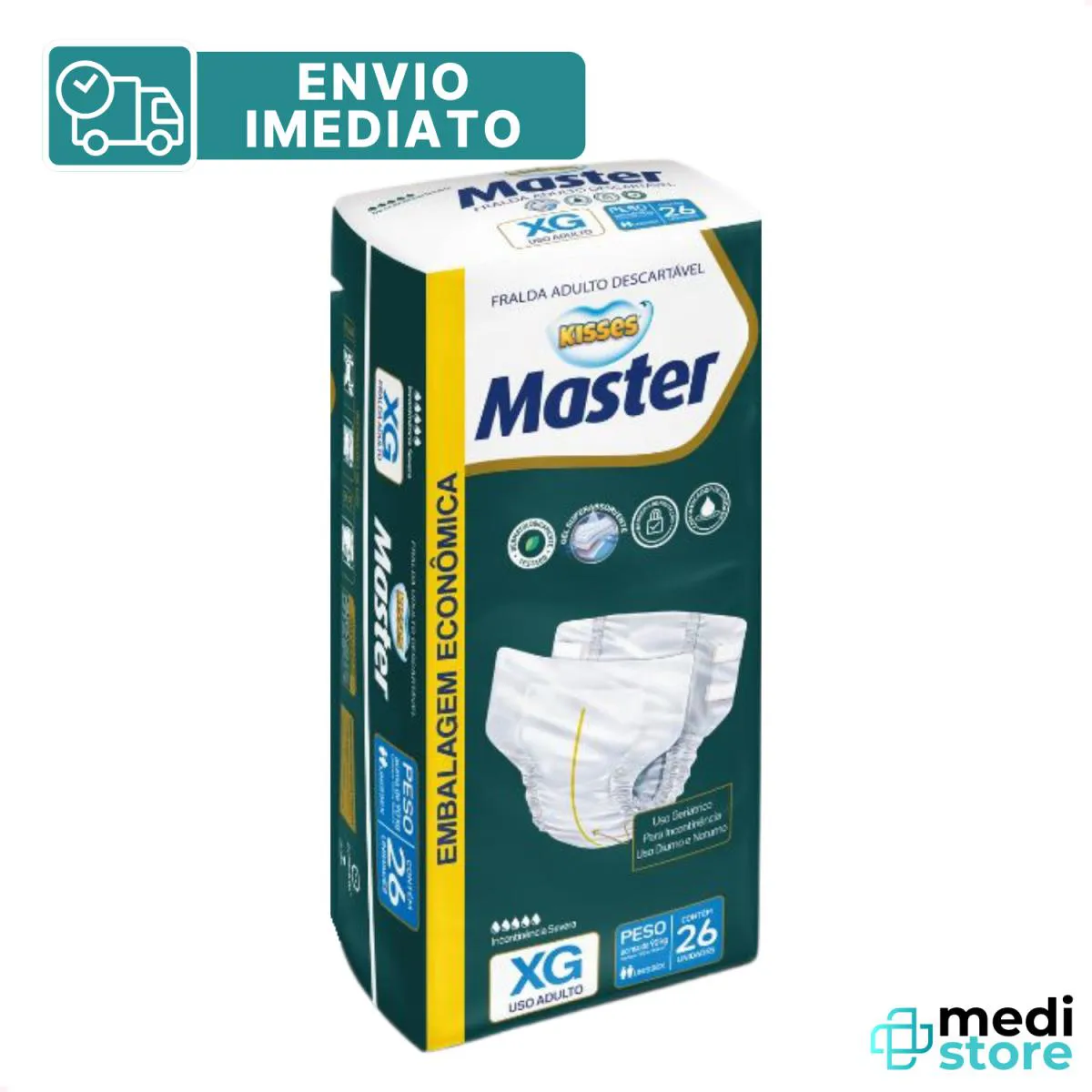 Fralda Geriatrica Kisses Master Tamanho G Descartavel 28 Und