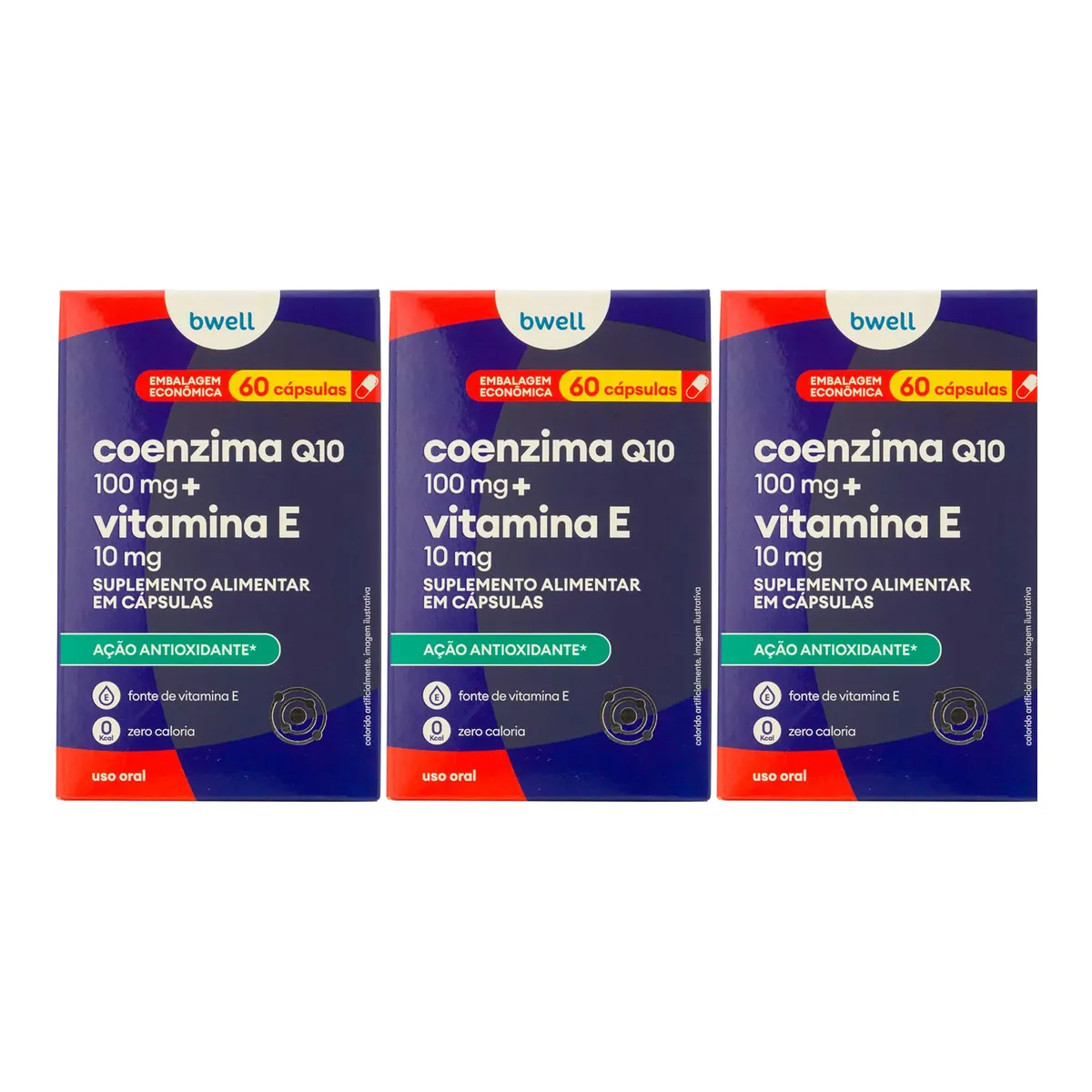 Coenzima Q10 100mg + Vitamina E 10mg bwell 60 Cápsulas
