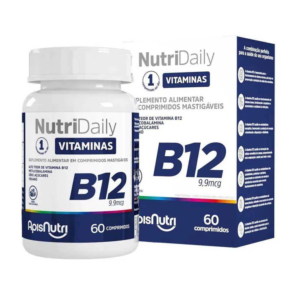 Nutridaily B12 Frutas Vermelhas Apisnutri 60 Comprimidos