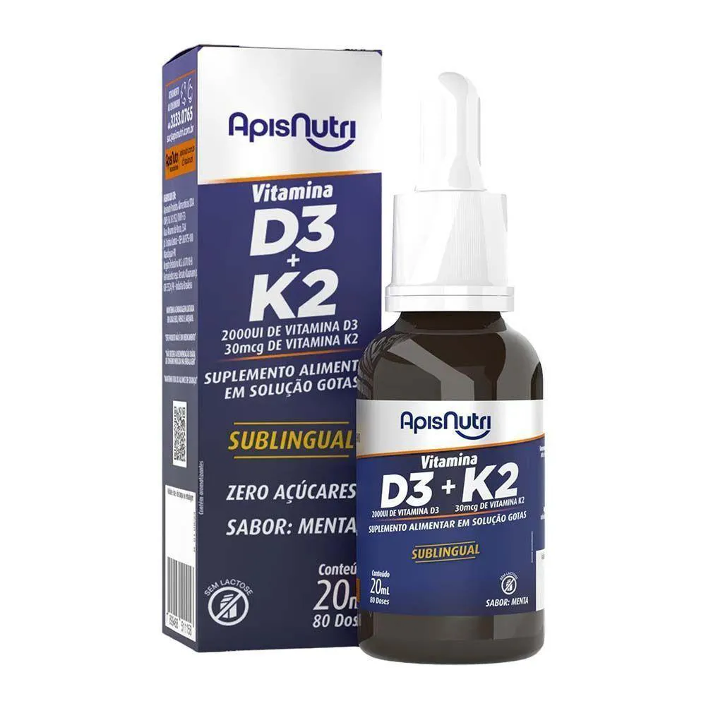 Vitamina D3 + K2 Gotas Sabor Menta Apisnutri 20Ml