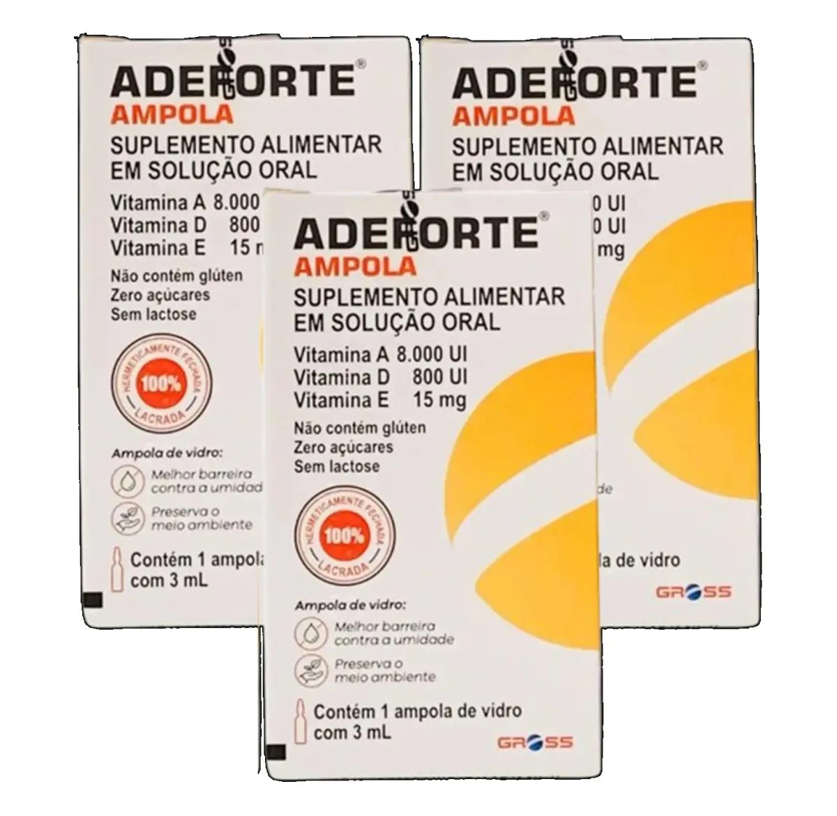 Kit 3 Suplemento Polivitamínico Adeforte Ampola 3Ml