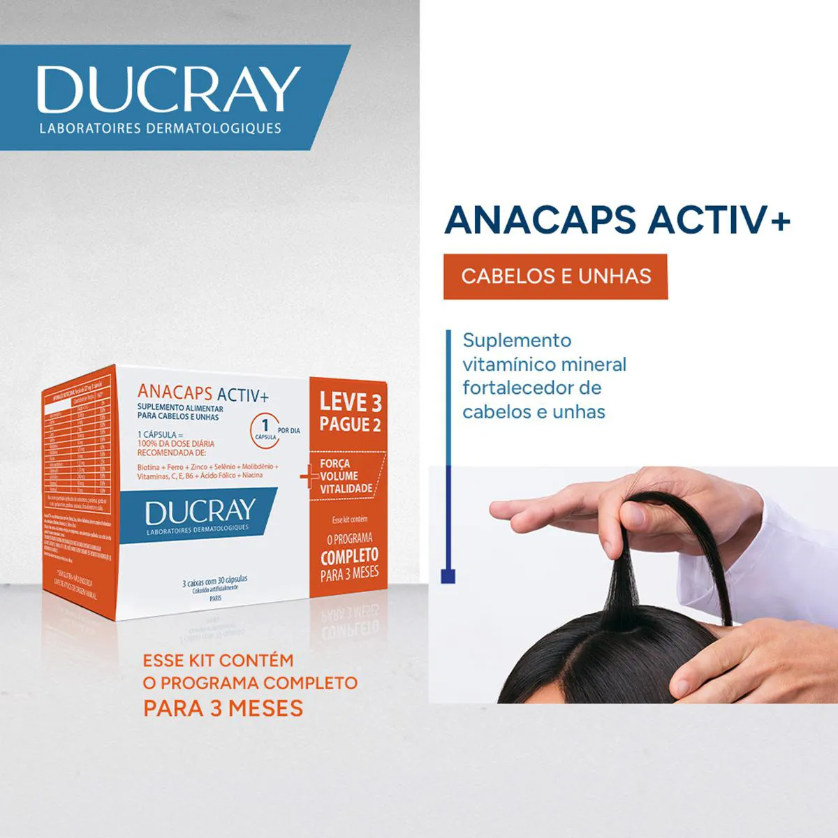 Polivitamínico Anacaps Activ+ Cabelos e Unhas 90 cápsulas