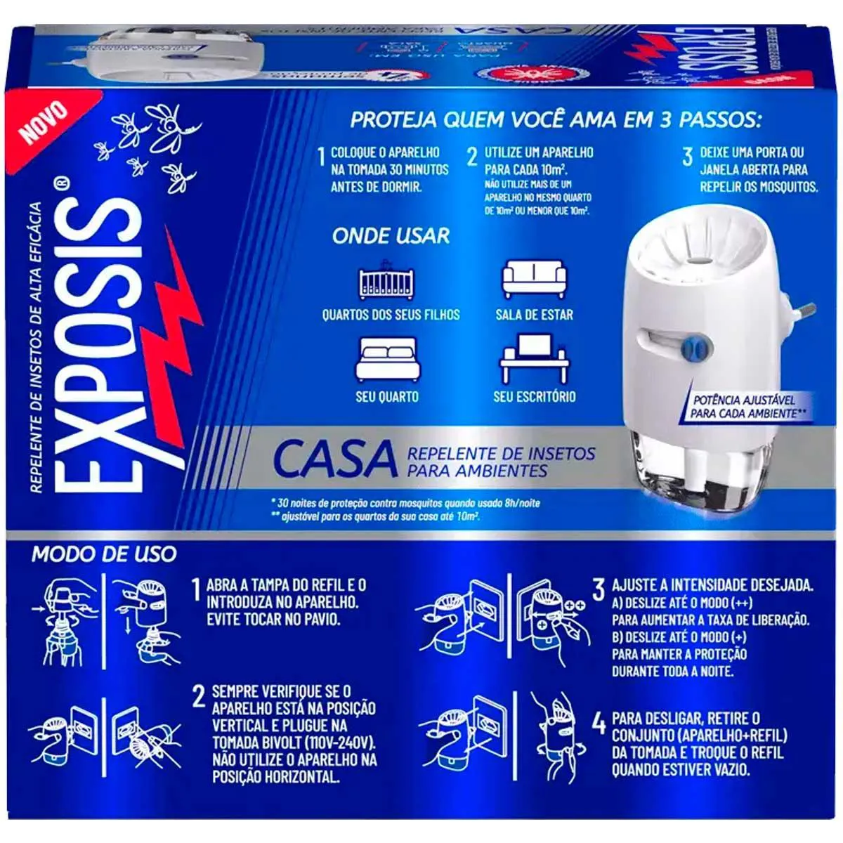 2 Aparelhos Repelente Elétrico + Refil Exposis Casa 32,9Ml