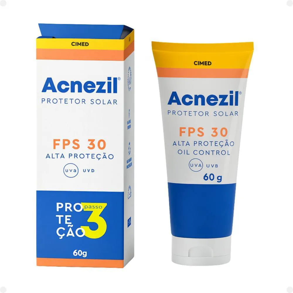 Protetor Solar Cimed Acnezil Fps 30 com Alta Proteção Uva e Oil Control 60G