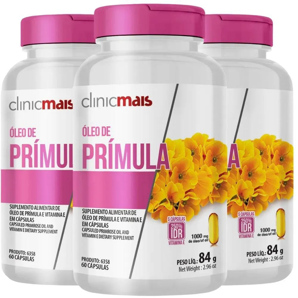 Kit 3X Óleo de Prímula 1000Mg 60 Cápsulas - Clinicmais