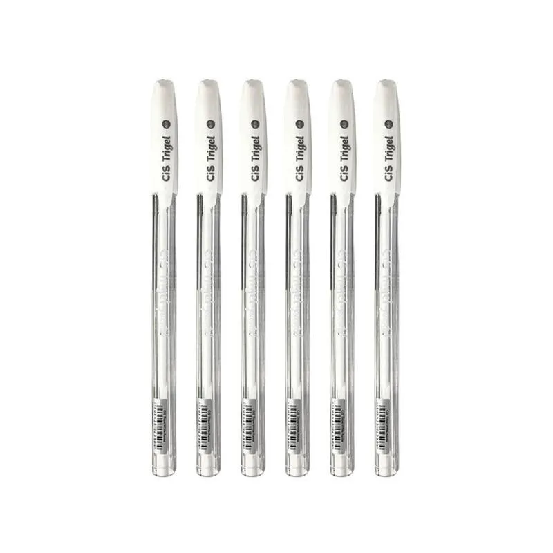 Canetas Gel Cis Trigel Pastel Branca 6 Unidades