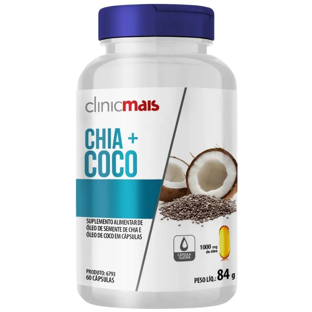 Óleo de Coco + Óleo de Chia 60 Cápsulas - Clinicmais