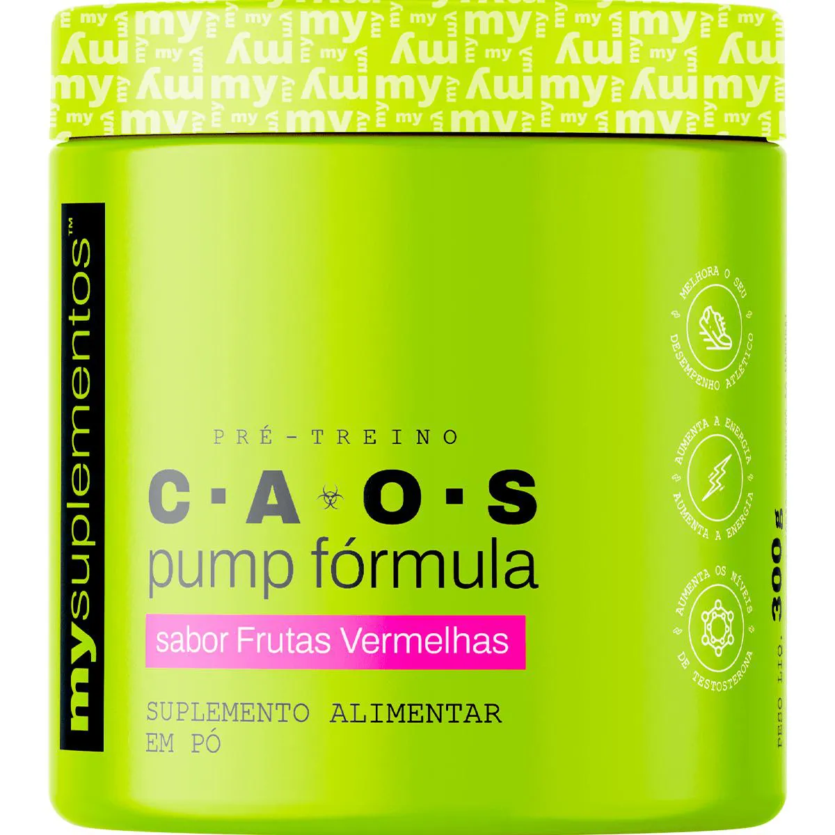 Pré-Treino C.a.o.s 300G | Pump Fórmula | 400Mg de Cafeína - My Suplementos Frutas Vermelhas