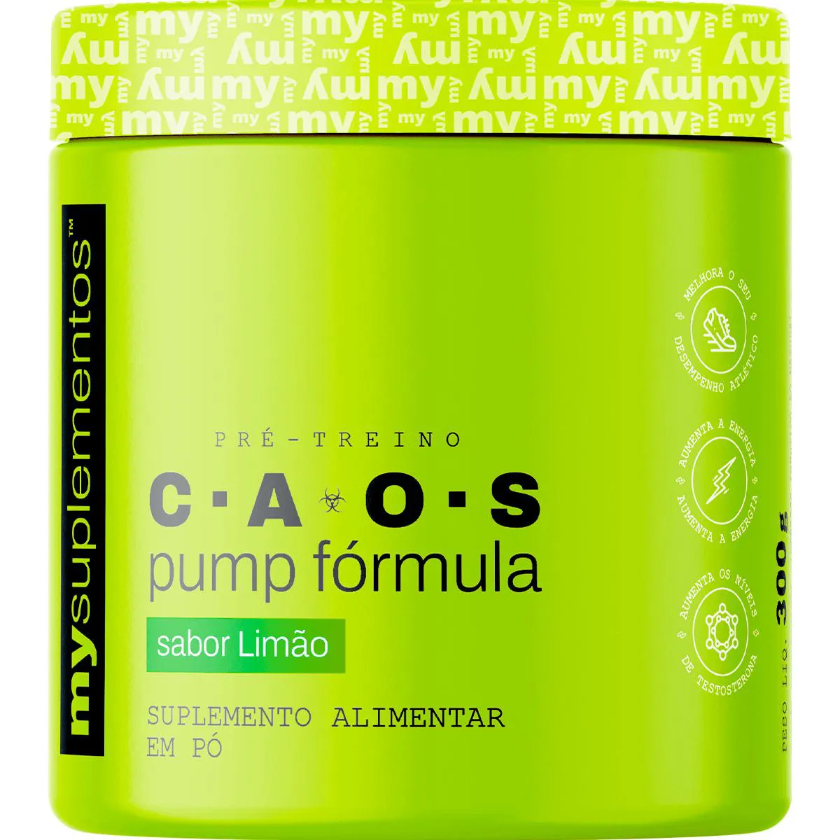 Pré-Treino C.a.o.s 300G | Pump Fórmula | 400Mg de Cafeína - My Suplementos Limão