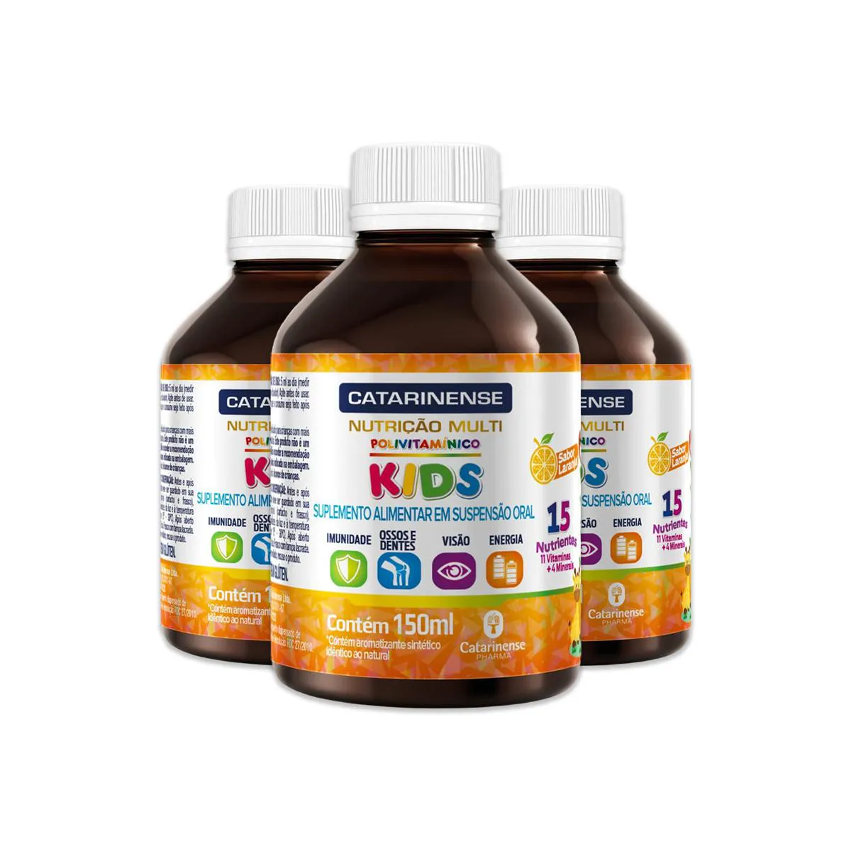 Kit 3 Polivitamínico Kids Catarinense Laranja 150Ml