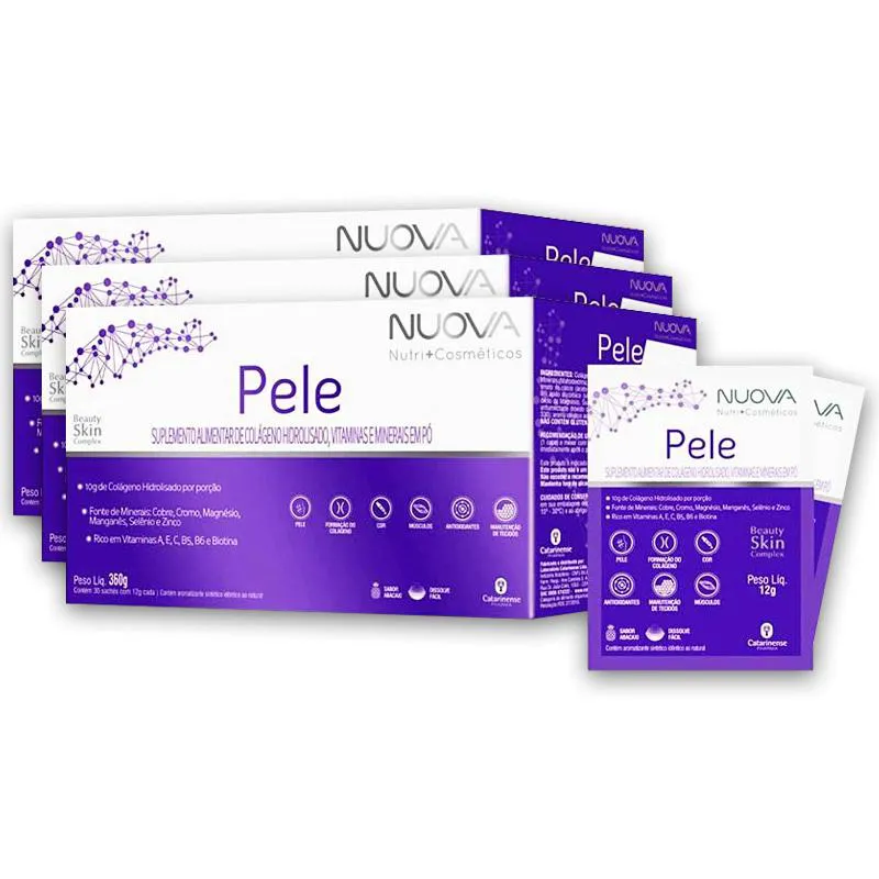 Kit 3 Nuova Pele Colágeno Hidrolisado Catarinense Abacaxi