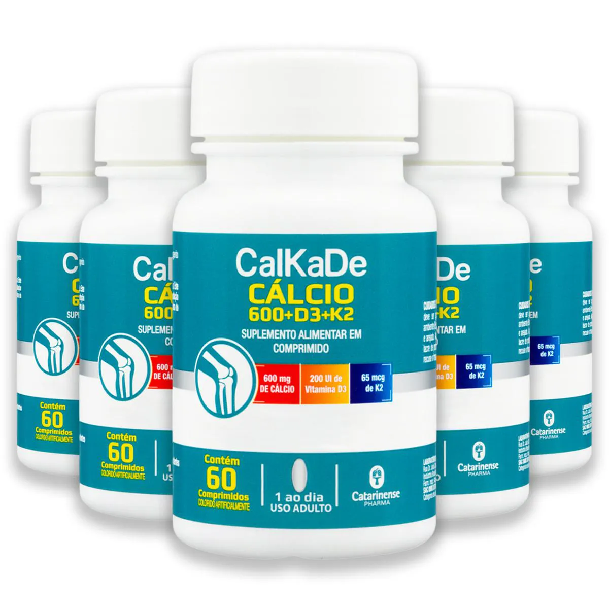 Kit 5 Calkade Cálcio Catarinense 60 Comprimidos