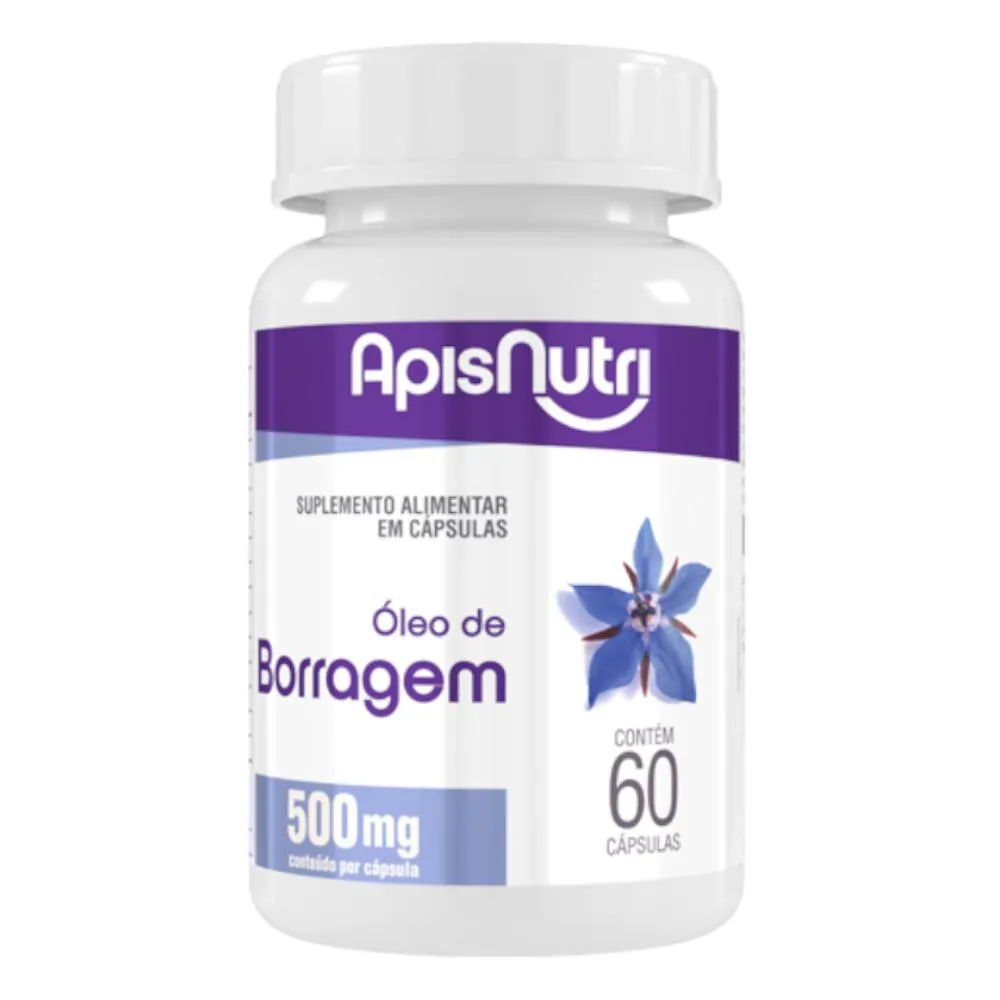 Óleo de Borragem 500Mg Apisnutri 60 Cápsulas