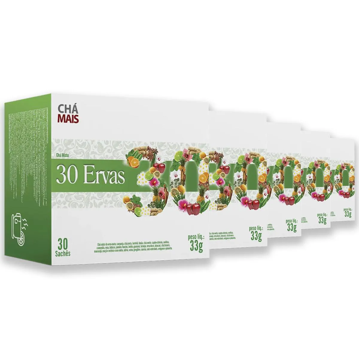Kit 5 Chá Misto 30 Ervas Flores e Frutas Chámais 30 Sachês