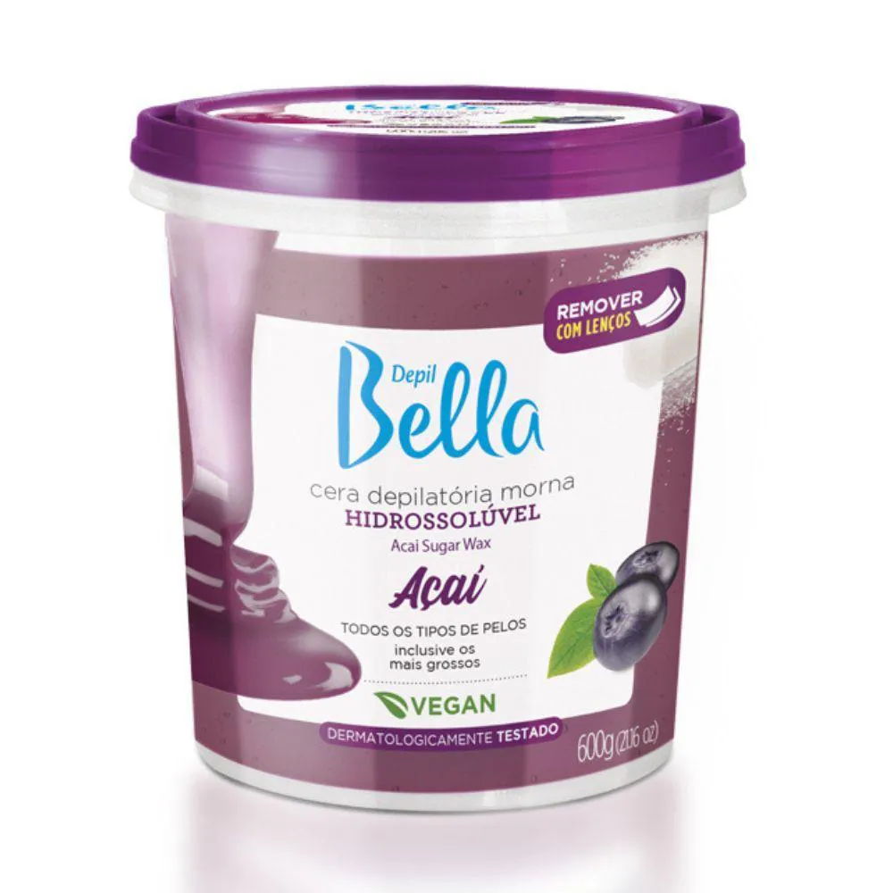 Depil Bella Cera Depilatória Morna Hidrossolúvel Açaí 600G