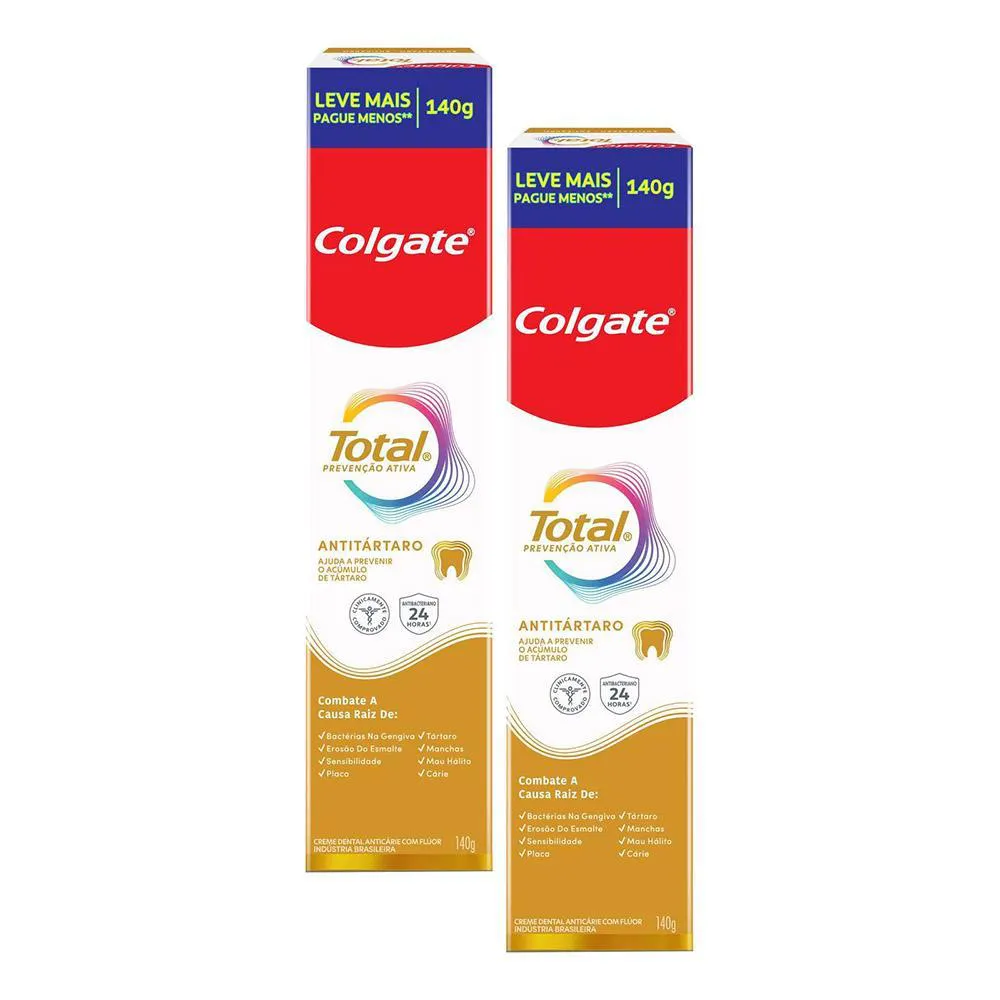 Kit 2 Cremes Dentais Colgate Total Anti Tártaro 140G