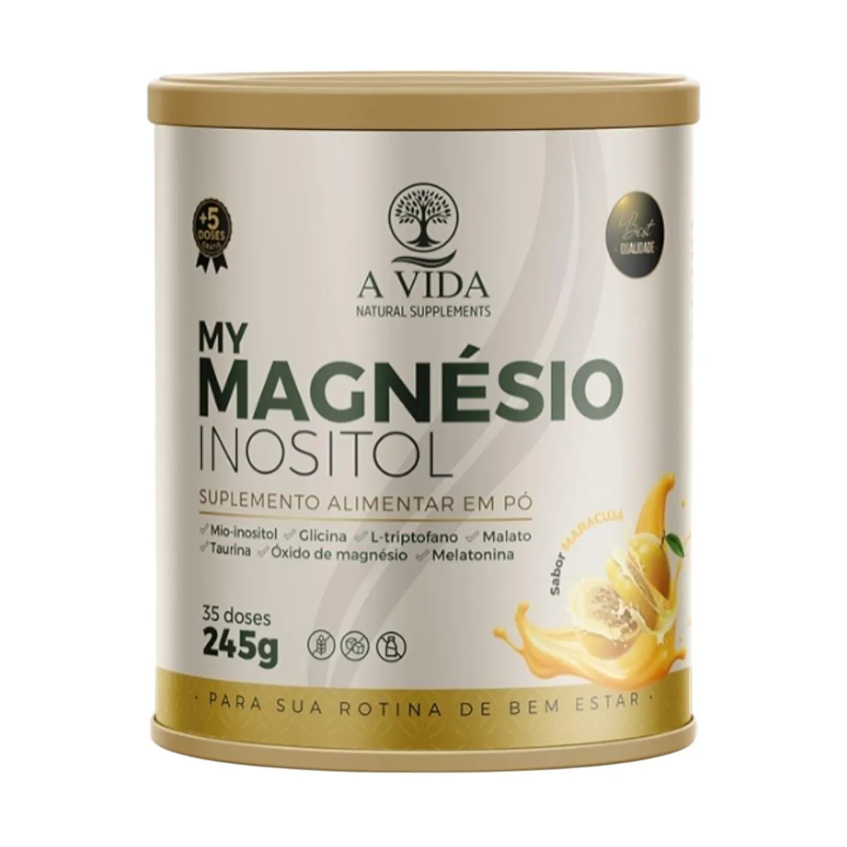 My Magnésio Inositol 245G a Vida Natural Supplements Maracujá