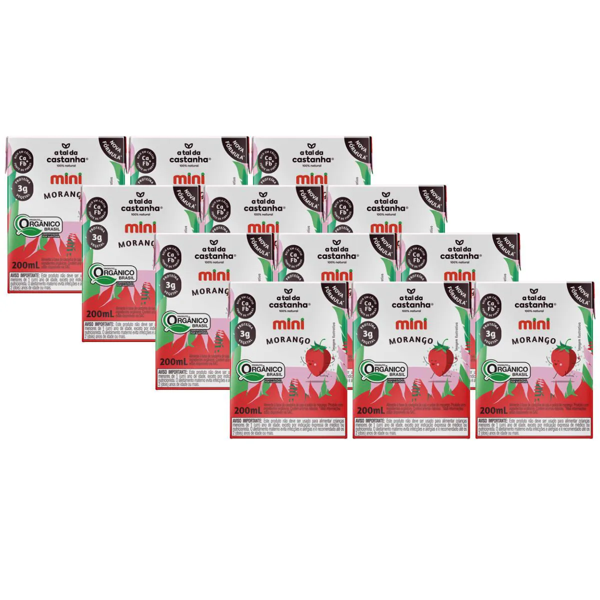 12X Bebida Vegetal Mini Morango a Tal da Castanha 200Ml
