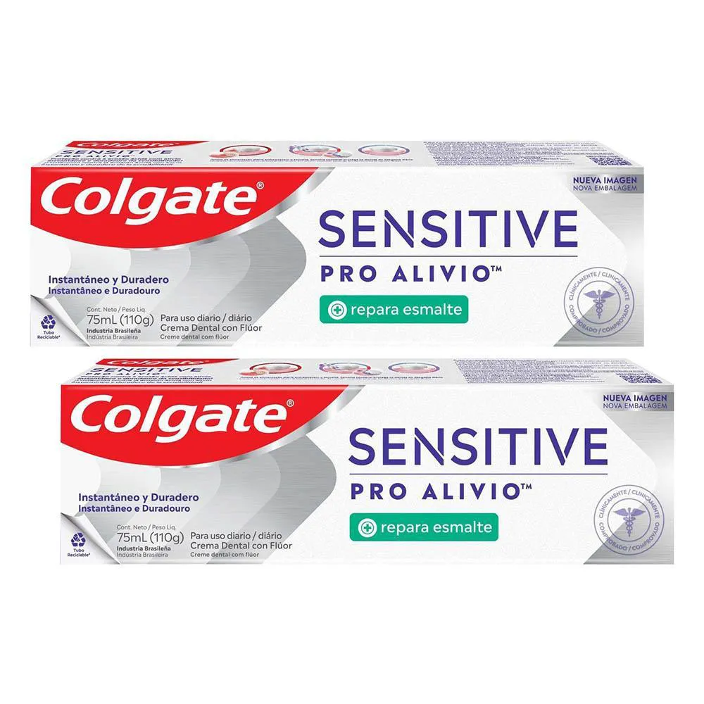 Kit 2 Cremes Dentais Colgate Repara Esmalte Sensitive Pro-Alívio 110G