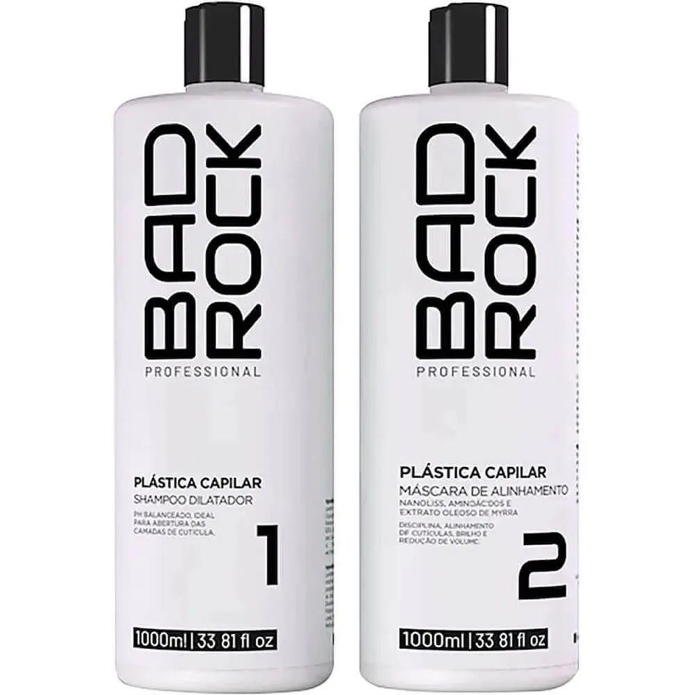 Bad Rock Plástica Capilar - Kit Escova Progressiva Orgânica Nanotecnologia 2X 1L