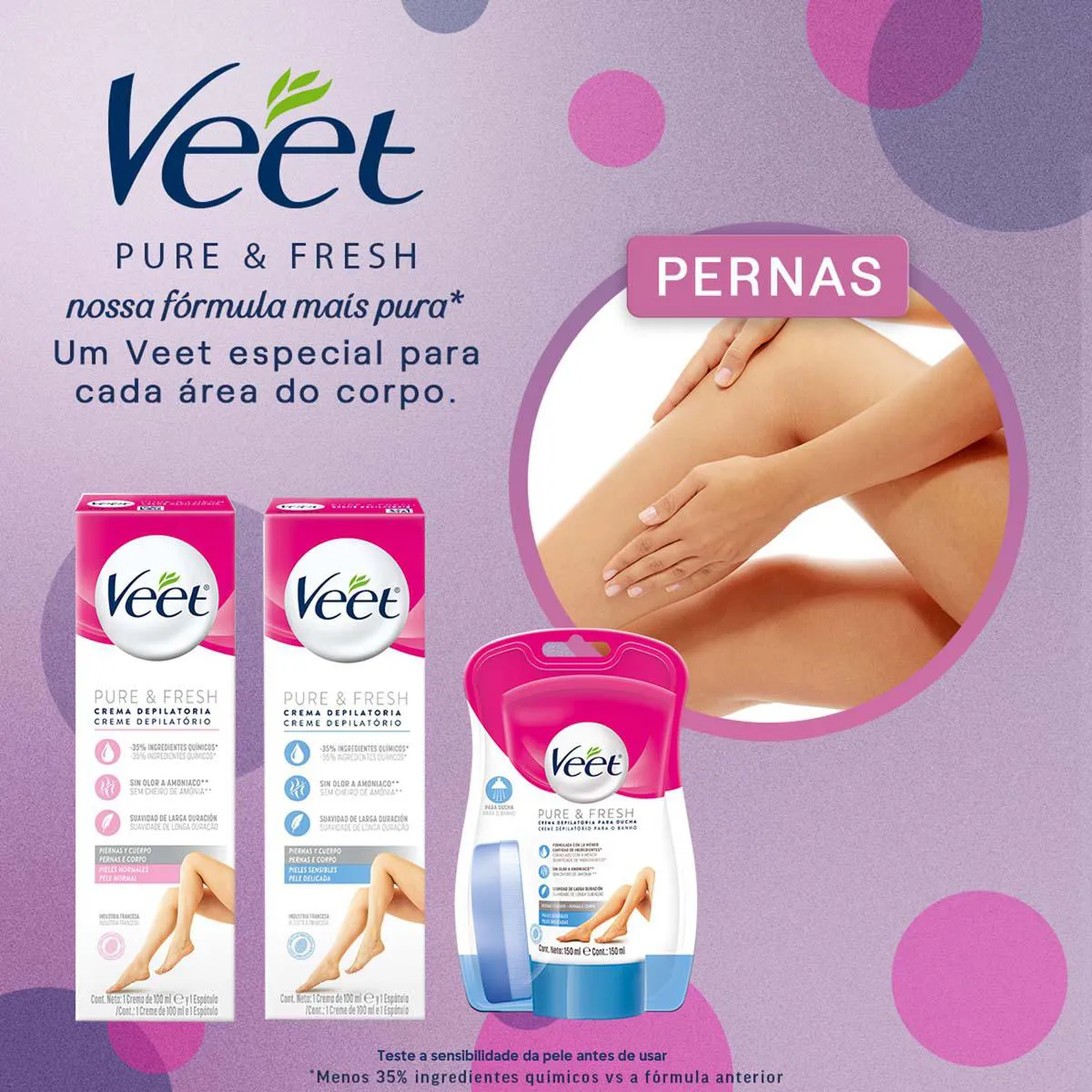 Creme Depilatório Veet Pure & Fresh Pele Sensível 100ml
