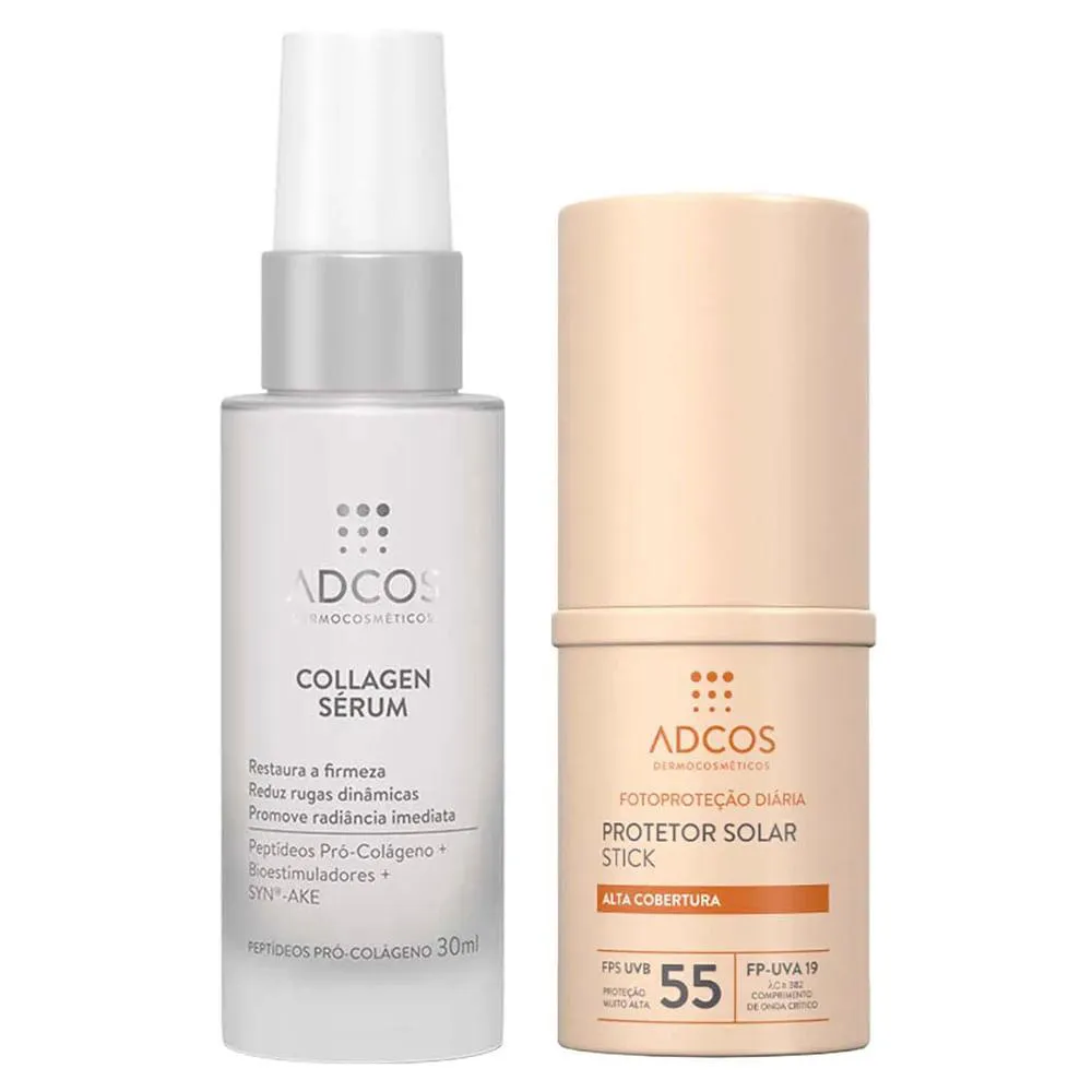 Adcos Dermocosméticos Kit - Sérum Facial + Protetor Solar Stick com Cor  Bronze
