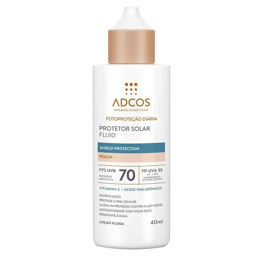 Protetor Solar Facial Adcos Fluid Shield Protection Fps 70 - 40Ml Peach