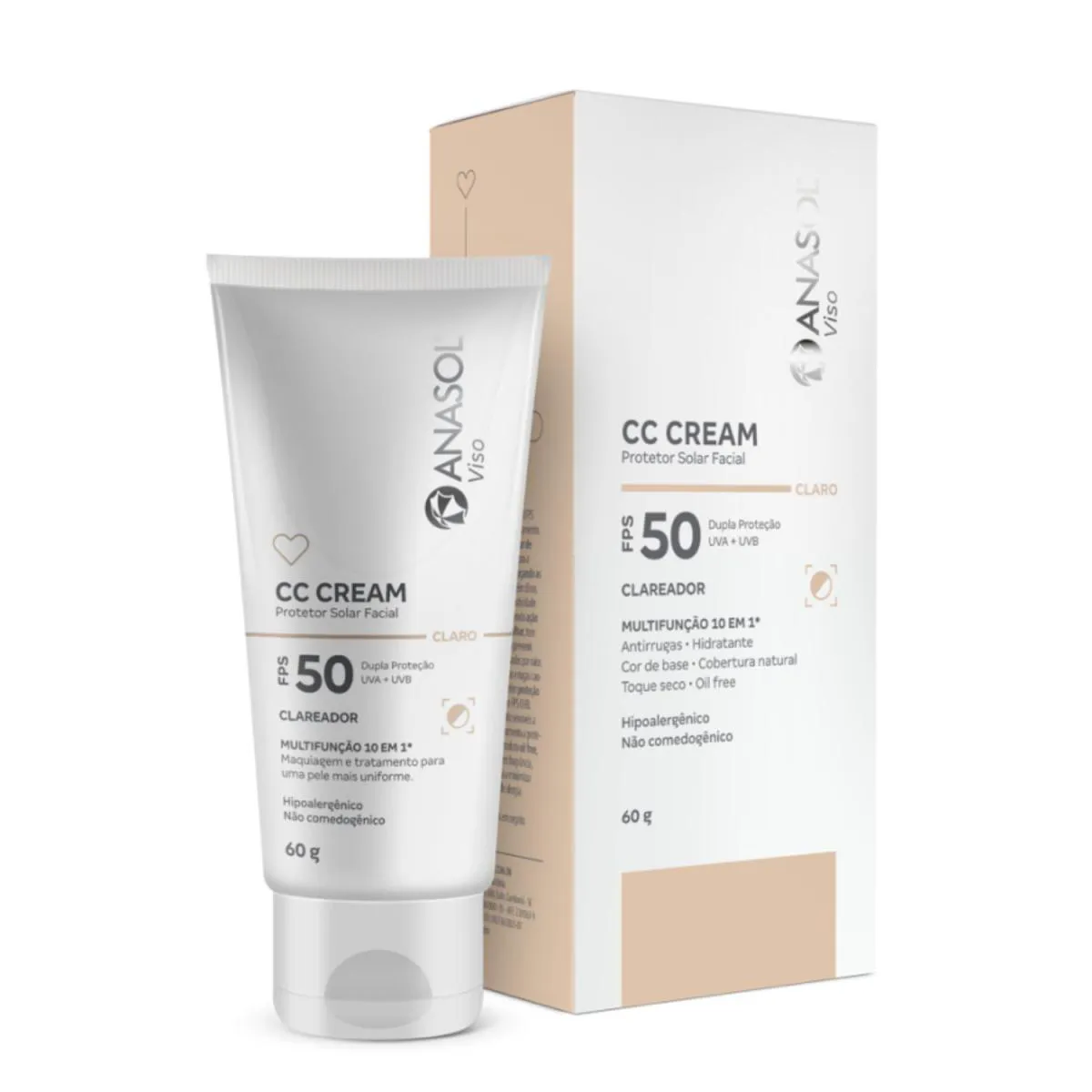 Prot Solar Anasol Viso 60G Cc Cream Claro Fps50 Clareador