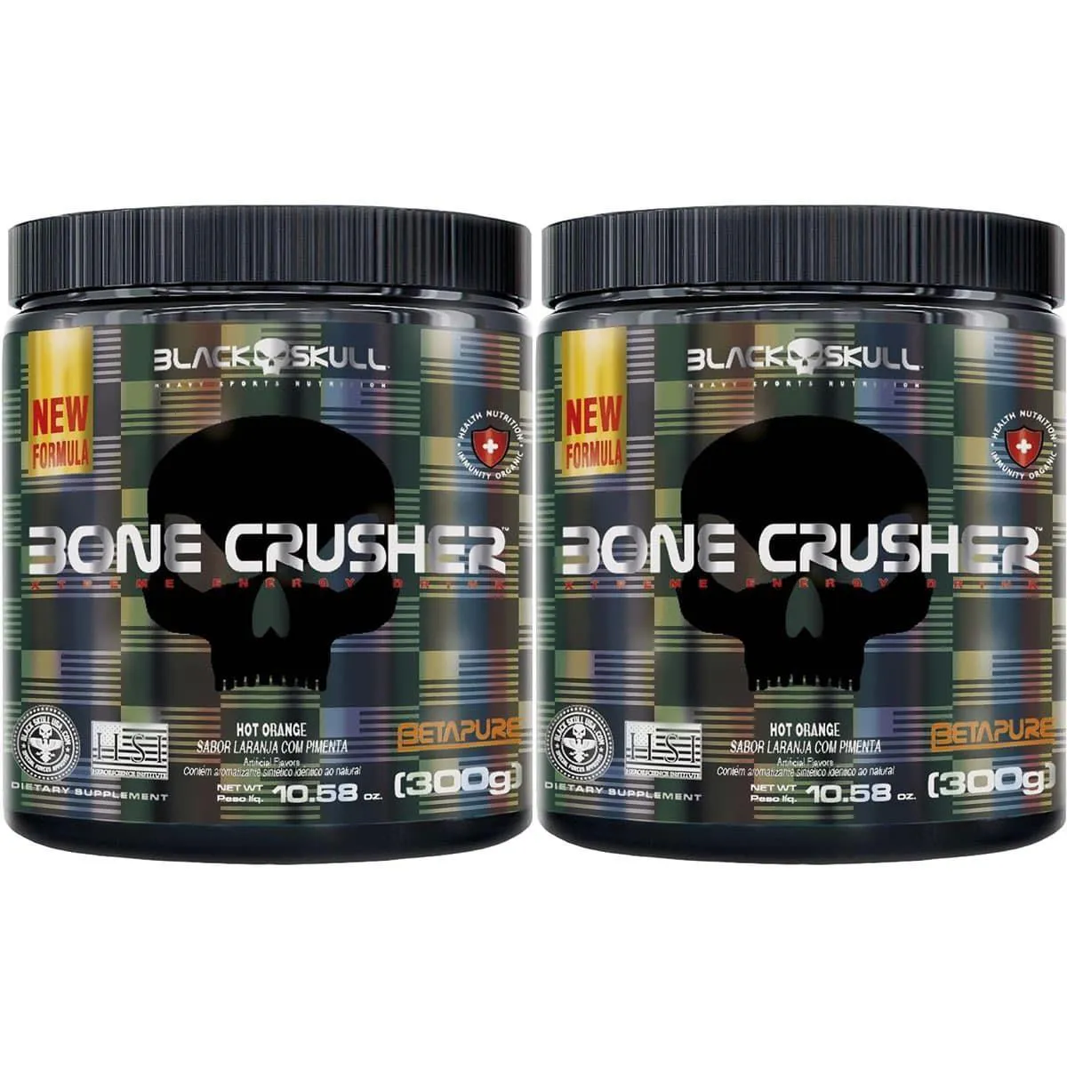 Kit 2X Bone Crusher Nova Fórmula - 300G Hot Orange - Black Skull