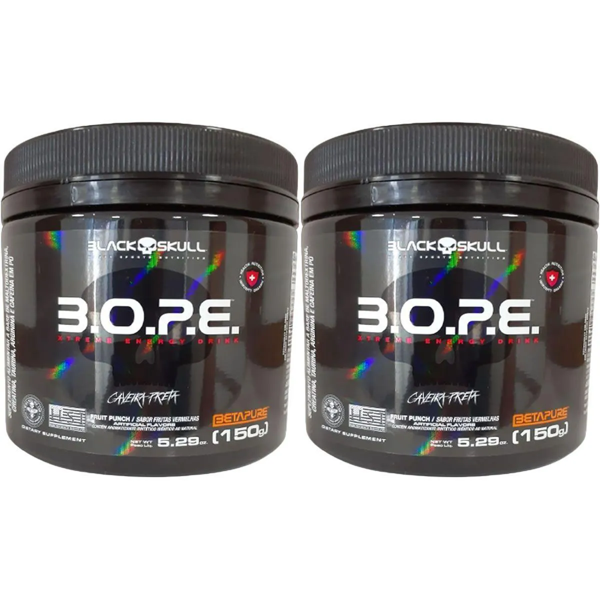 Kit 2X Bope Beta Pure - 150G Frutas Vermelhas - Black Skull